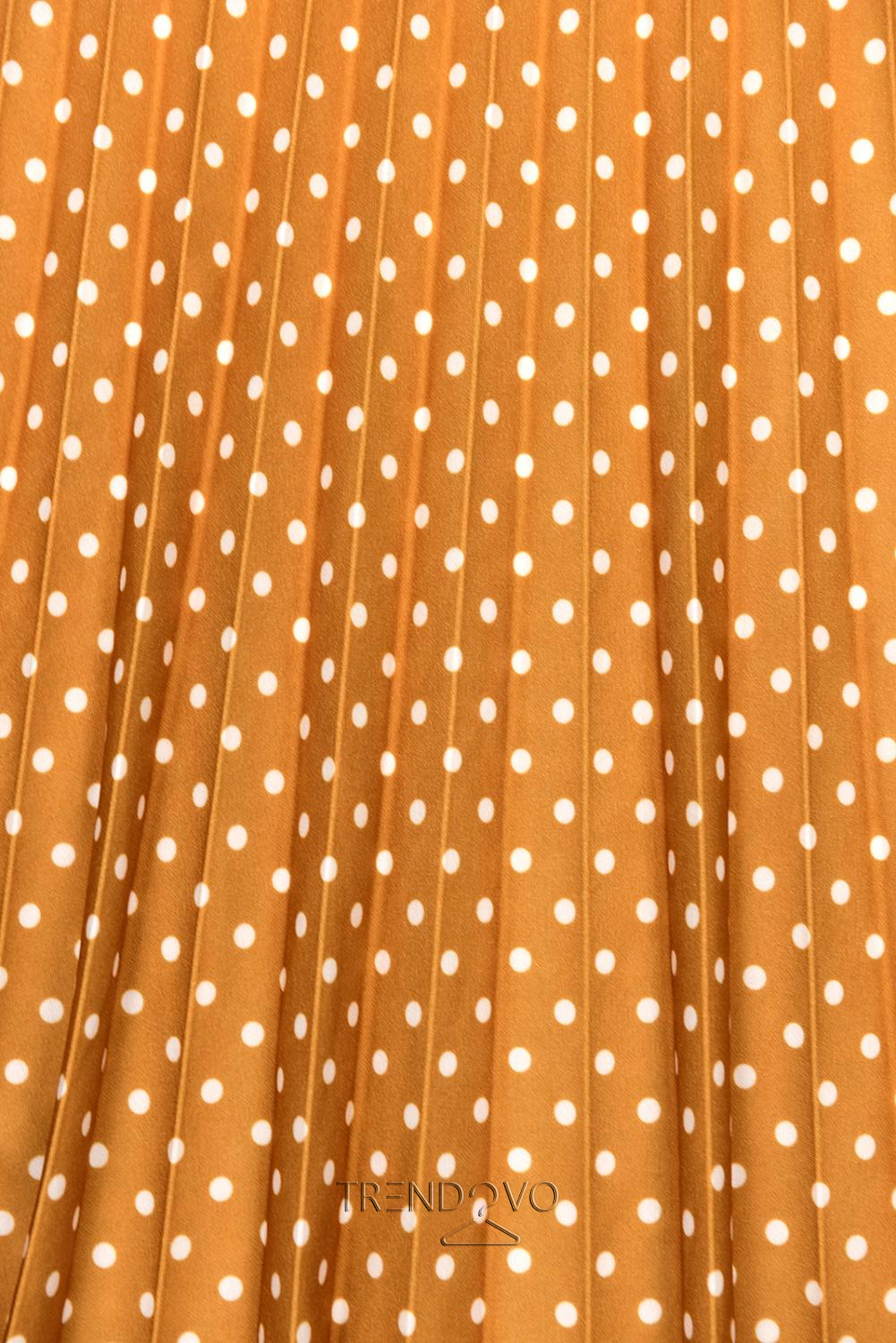 Horčicovožltá skladaná midi sukňa