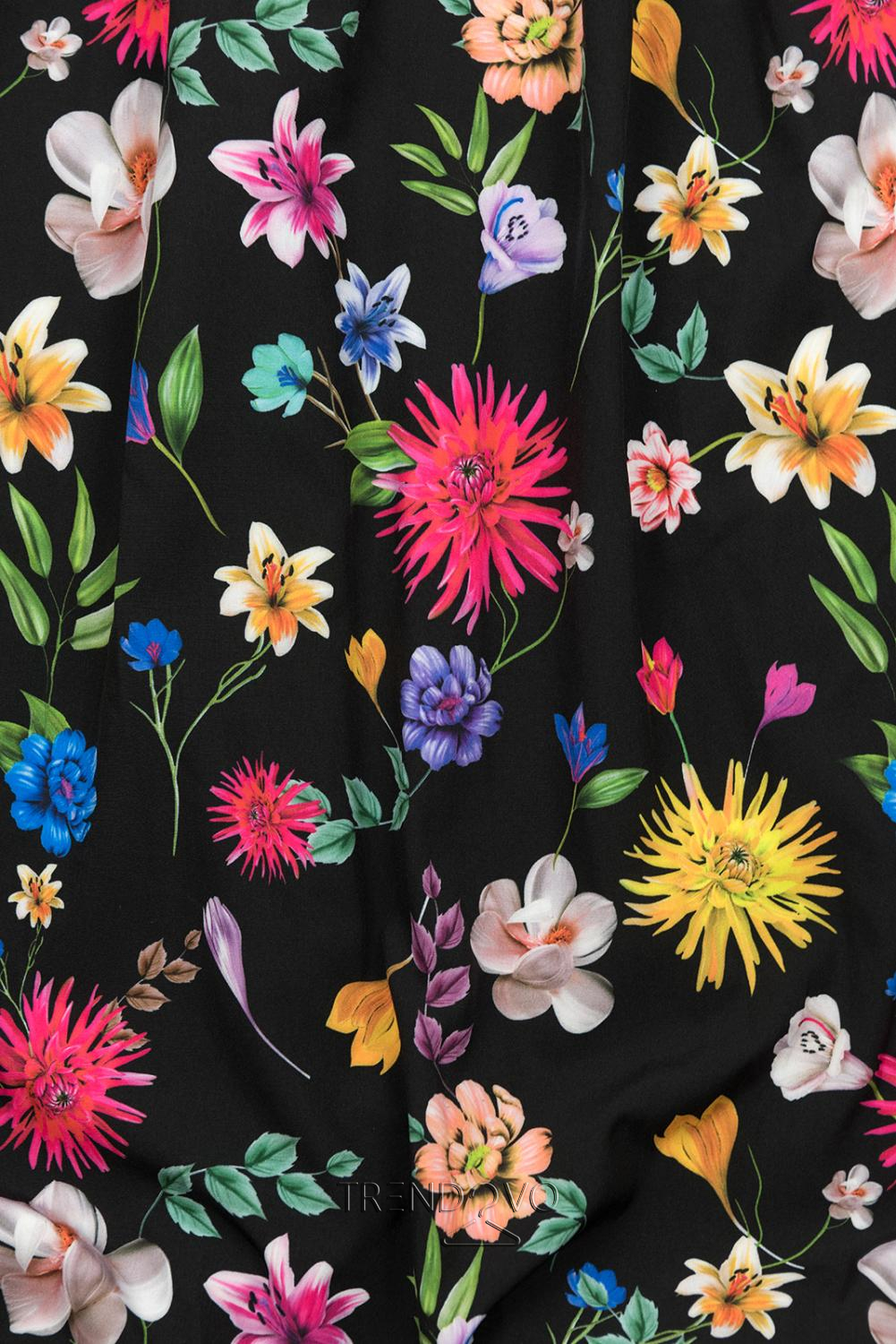 Čierne maxi kvetinové farebné šaty