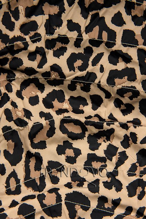 Čierna obojstranná parka s leopardím vzorom