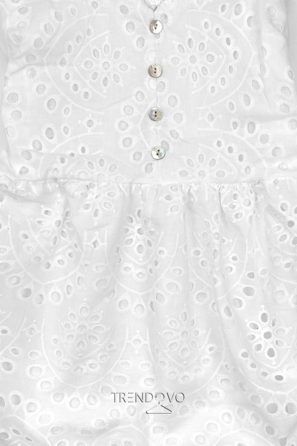 Biele šaty s perforovanou výšivkou