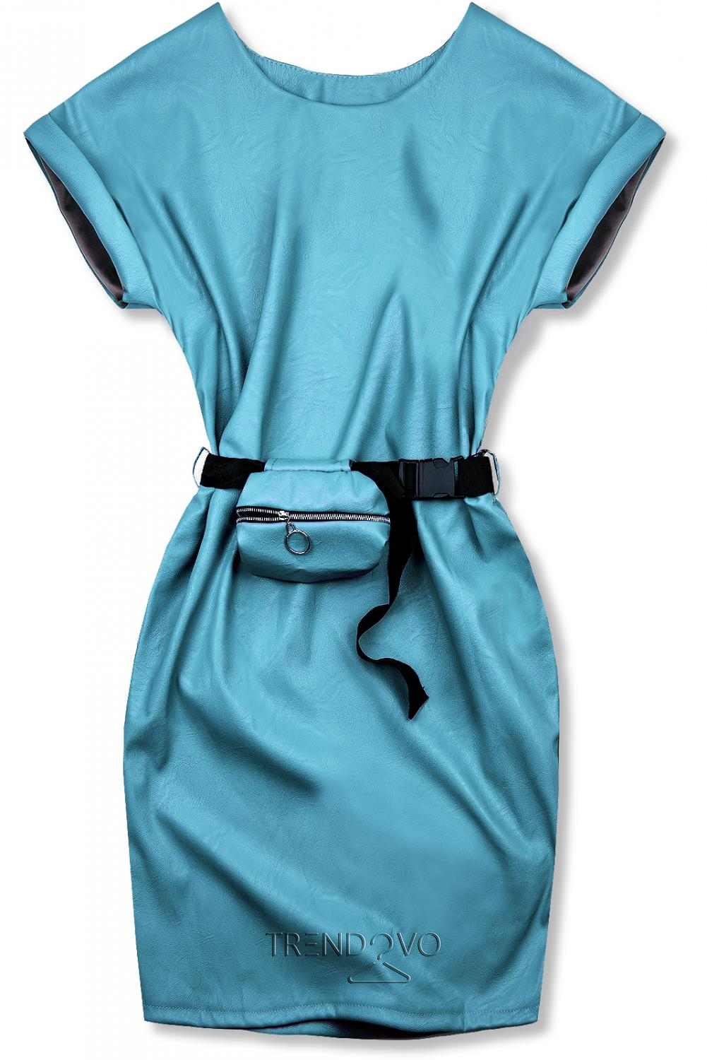 Modré koženkové šaty