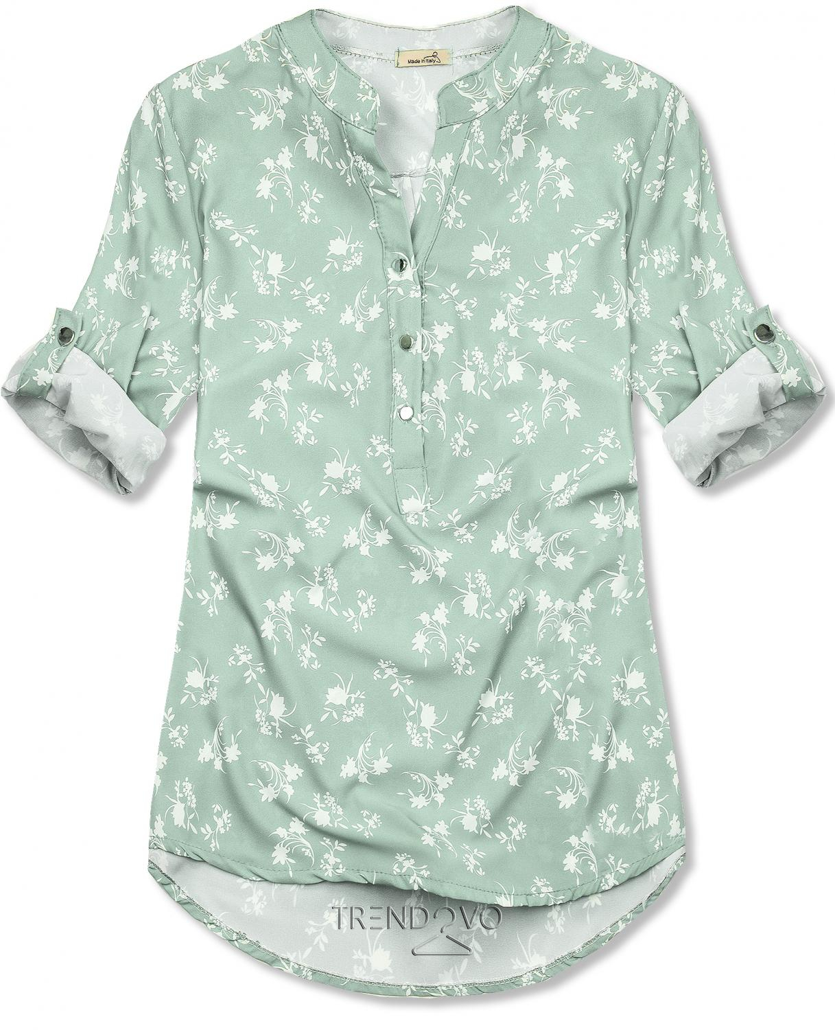 Svetlozelená košeľa s kvetinovým vzorom