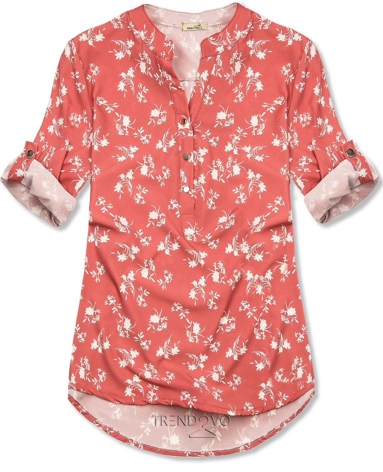 Koralová košeľa s kvetinovým vzorom