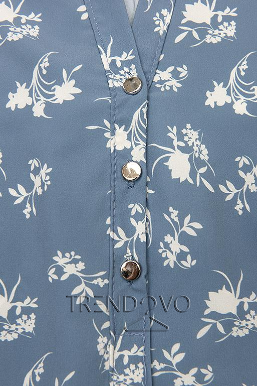 Jeans modrá košeľa s kvetinovým vzorom
