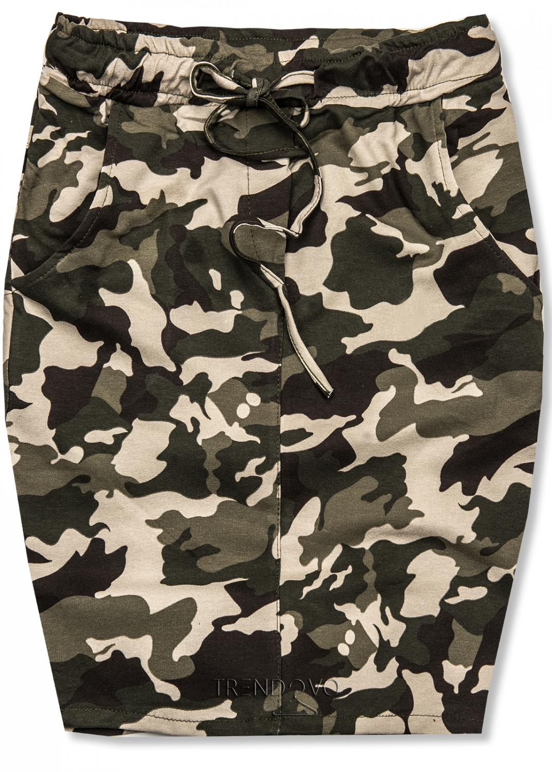 Khaki-béžová army bavlnená sukňa