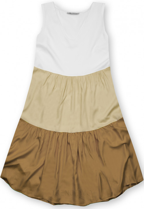 Letné šaty z viskózy biela/béžová/hnedá