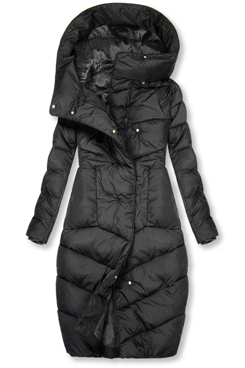 Čierna zimná bunda s vysokým golierom