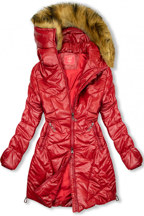 Červená lesklá zimná bunda