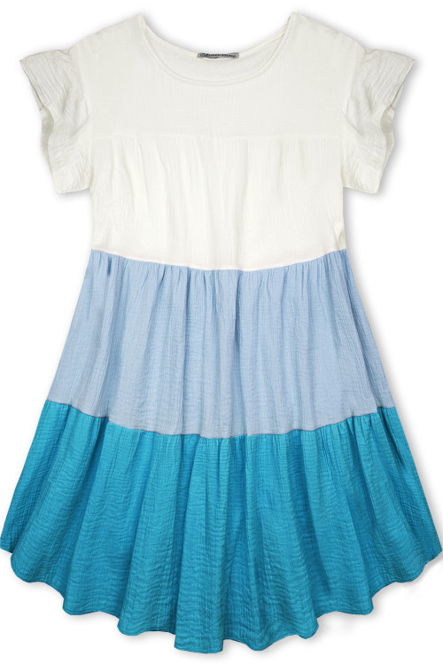 Bavlnené šaty biela/baby blue/tyrkysová