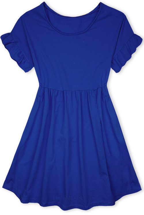 Modré bavlnené šaty v A-strihu