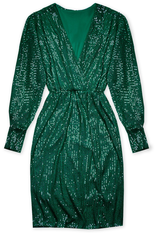 Smaragdovozelené šaty s flitrami