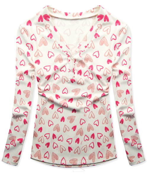 Tričko s potlačou srdiečok biela/ružová HEART10