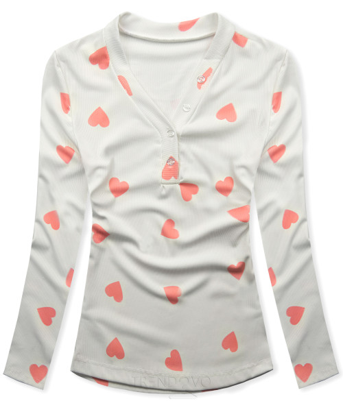 Tričko s potlačou srdiečok biela/apricot HEART4