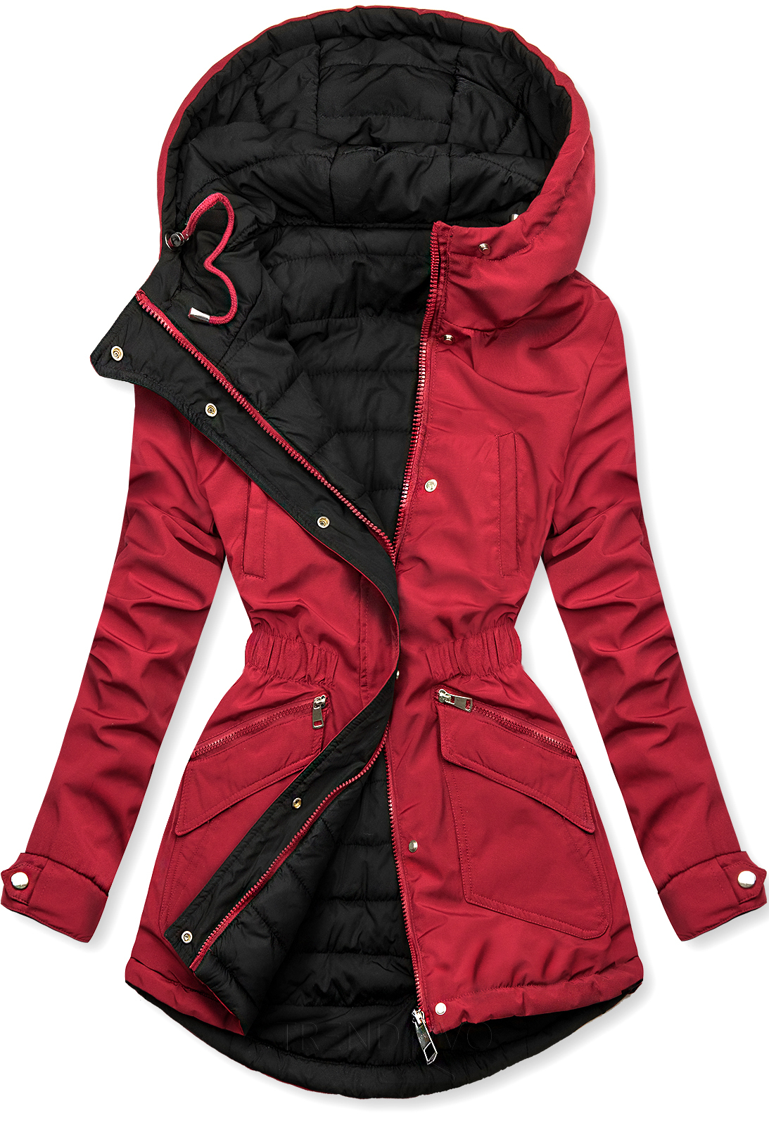 Obojstranná bunda so sťahovaním červená/čierna
