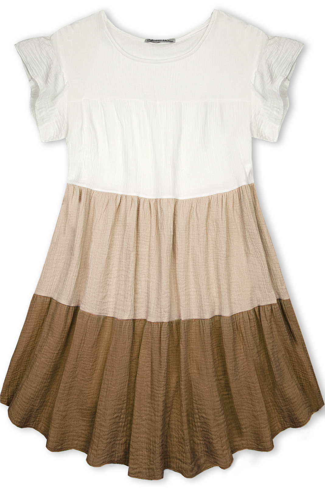 Bavlnené šaty biela/cappuccino/hnedá