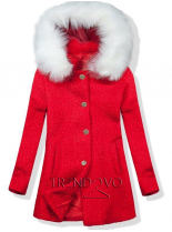 Vlnený jesenný kabát 1950 červená/biela