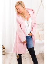 Ružový jarný kabát s kapucňou
