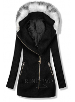Čierny kabát s kapucňou