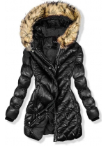 Čierna zimná lesklá bunda