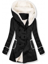 Čierny zimný kabát s plyšovou podšívkou