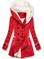 Červený zimný kabát s plyšovou podšívkou