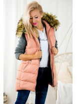 Marhuľovo ružová zimná bunda/vesta
