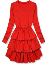Červené šaty s volánovou sukňou