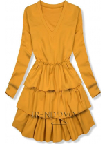 Žlté šaty s volánovou sukňou