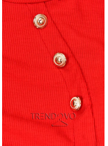 Červené strečové šaty s dekoratívnymi gombíkmi