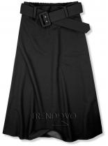 Čierne midi sukňa s opaskom