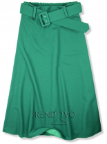 Zelená midi sukňa s opaskom