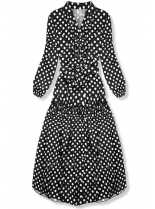 Čierno-biele bodkované midi šaty