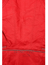 Červená koženková bunda s kvetinovou podšívkou
