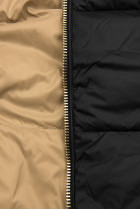 Čierna-hnedobéžová obojstranná bunda s kapucňou