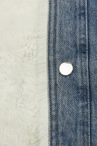 Modrá denimová bunda s bielou kožušinou