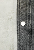 Sivá denimová bunda s bielou kožušinou