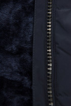 Tmavomodrá zimná prešívaná bunda s kapucňou