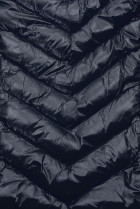 Tmavomodrá zimná krátka bunda s hnedou kožušinou