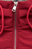 Červená predĺžená bunda s kapucňou