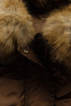 Hnedá zimná bunda s kapucňou a kožušinou