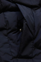 Tmavomodrá zimná bunda s kapucňou a kožušinou