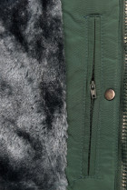 Tmavozelená zimná bunda so sivým plyšom