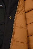 Obojstranná zimná bunda s kožušinou čierna/karamel