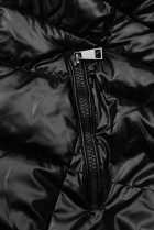 Čierna lesklá zimná bunda s odnímateľnou kožušinou