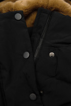 Čierna zimná bunda s opaskom