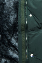Tmavozelená zimná bunda s plyšovou podšívkou