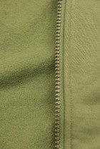 Army zelená predĺžená mikina s prešívanou kapucňou