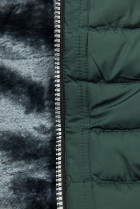 Zimná prešívaná bunda s kapucňou tmavozelená