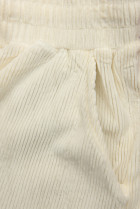 Ecru ležérne nohavice s menčestrovým vzorom