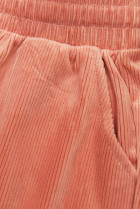 Lososovoružové ležérne nohavice s menčestrovým vzorom